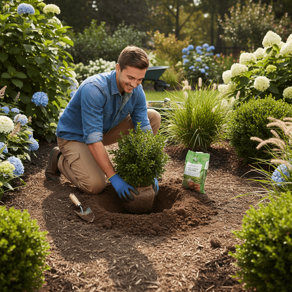 Planting trees and shrubs in a residential landscape