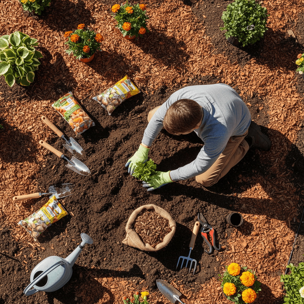 Seasonal landscape preparation service for residential property