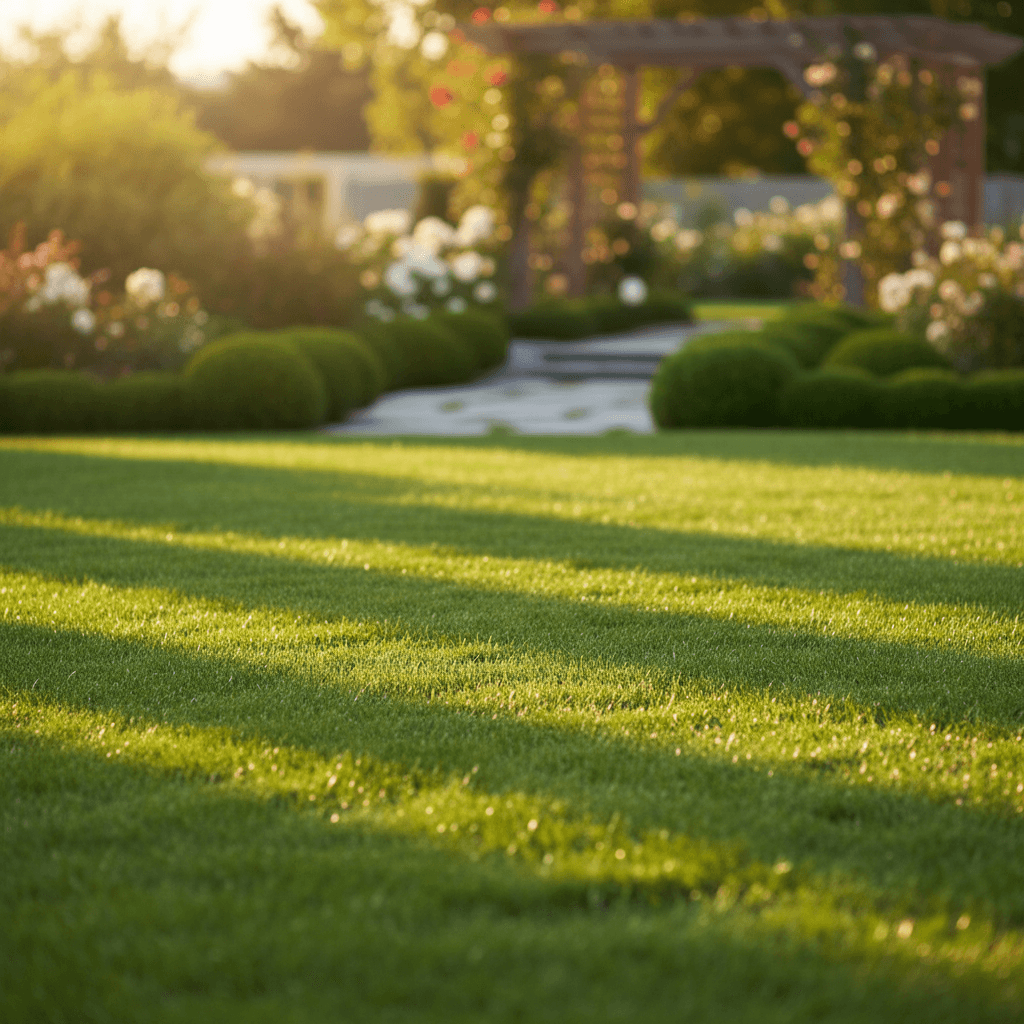 Evenly green, healthy lawn with consistent color throughout
