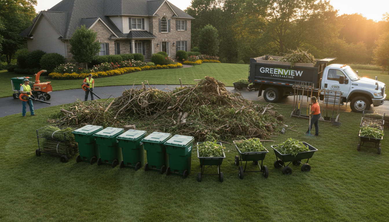 Cortes Landscaping team clearing debris from a residential yard in Salt Lake City